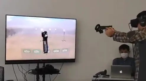 VRシューティングトレーナーを競技射撃有識者の方に体験頂きました